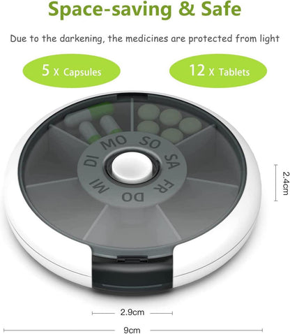 Kafeiya Pillendose 7 Tage Tragbar Leicht Klein Schwarz