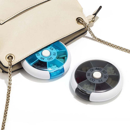 Pillendose Tragbare 7-Tage Pillendose Rund Medikamentenbox