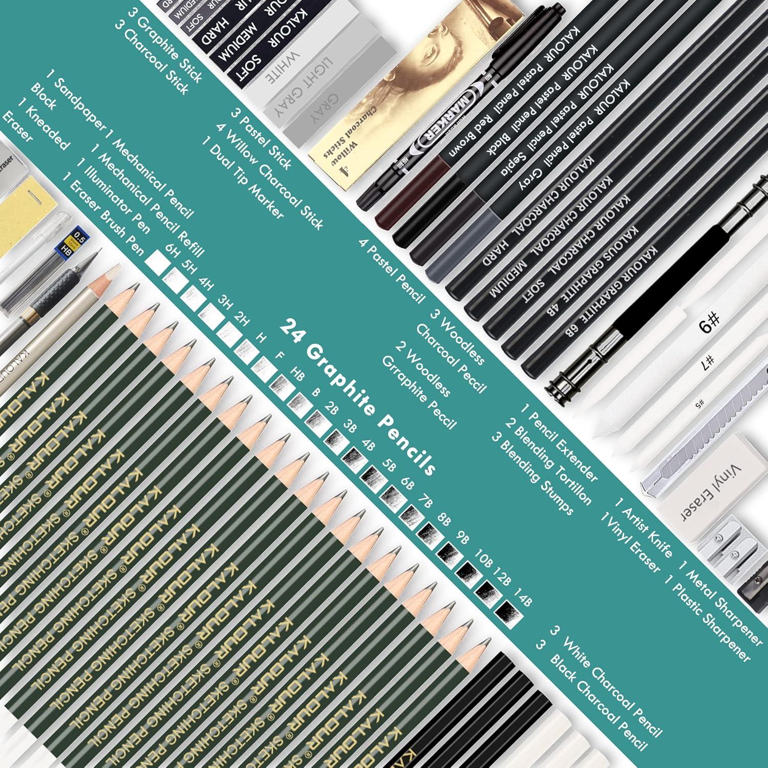 72-teiliges Skizzenzeichnungsstift-Set mit Skizzenbuch und