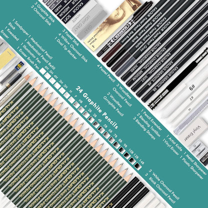 72-teiliges Skizzenzeichnungsstift-Set mit Skizzenbuch und