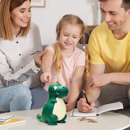 Dino Spardose für Kinder Grün PVC Sicher