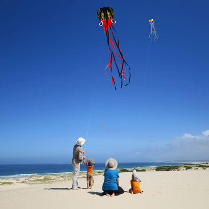Großes Drachenflug-Regenbogen-Kite mit langen bunten Schwänzen