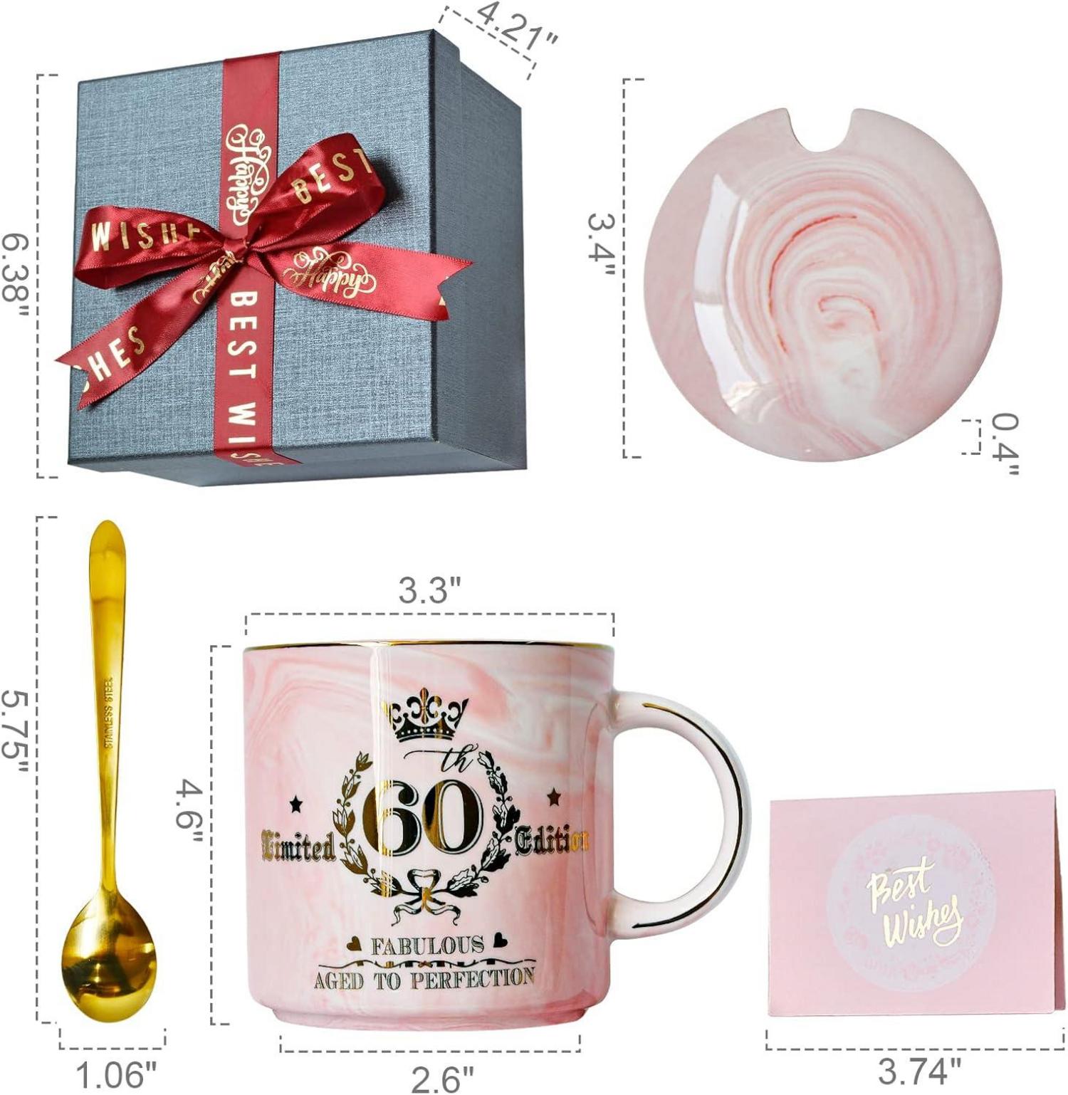 Geschenk 60 Geburtstag Frau Kaffeetasse 400ml Rosa Marmor