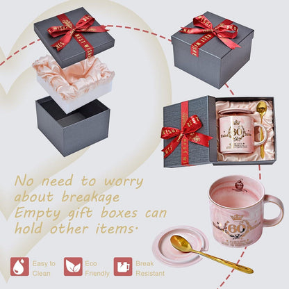 Geschenk zum 60. Geburtstag Frau, 400ml Rosa Marmor Kaffeetasse Golddruck