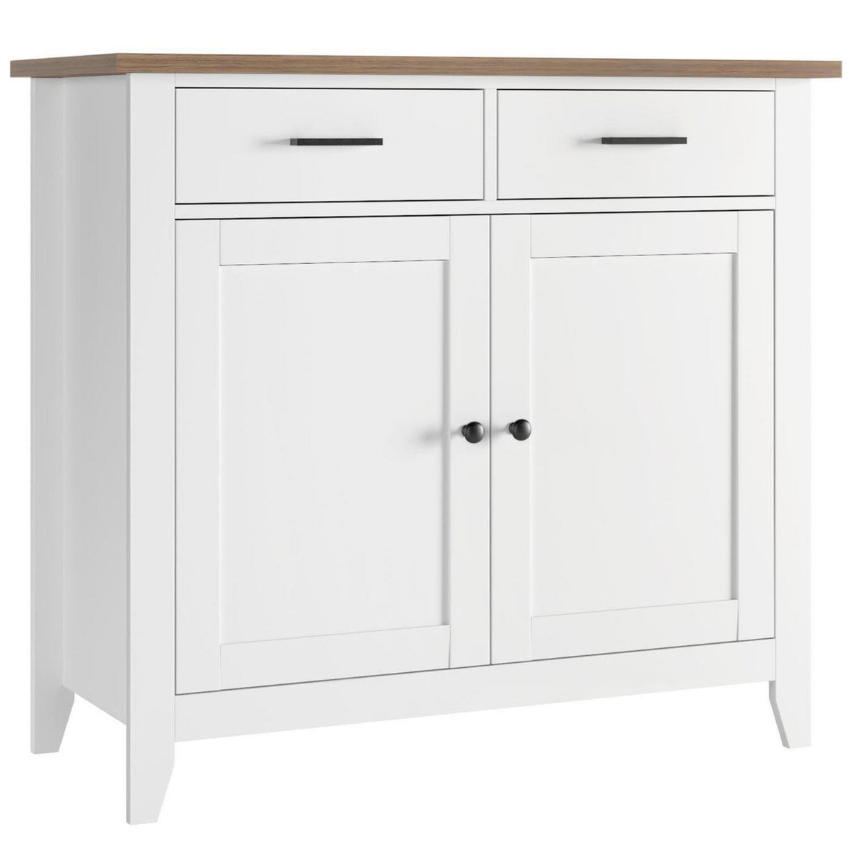 Küchenschrank mit Arbeitsplatte & Schubladen – Weißes Sideboard im Landhausstil