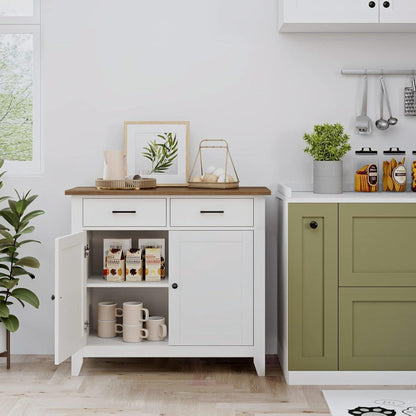 Küchenschrank mit Arbeitsplatte & Schubladen – Weißes Sideboard im Landhausstil