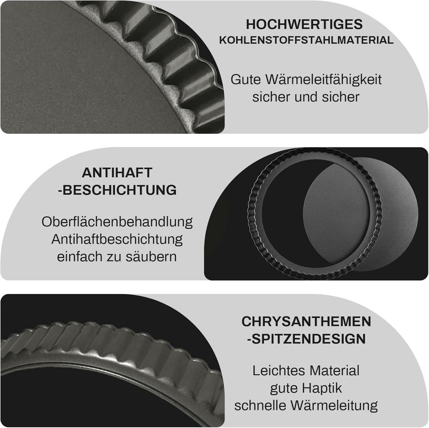Tarteform Kohlenstoffstahl Antihaftbeschichtung Abnehmbarer Boden 32cm