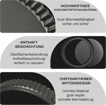 Tarteform Kohlenstoffstahl Antihaftbeschichtung Abnehmbarer Boden 32cm