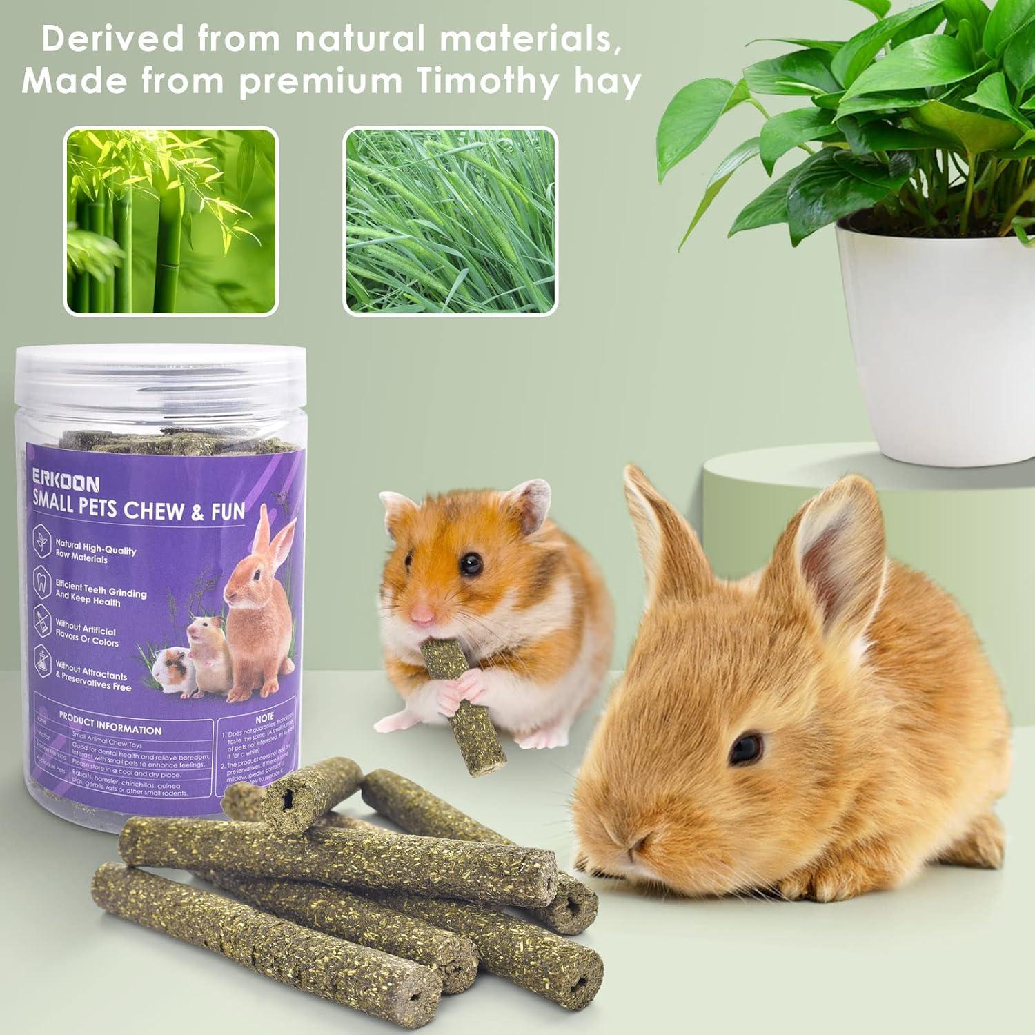 38 Stück Timothy Heu Sticks Kauspielzeug für Kleintiere