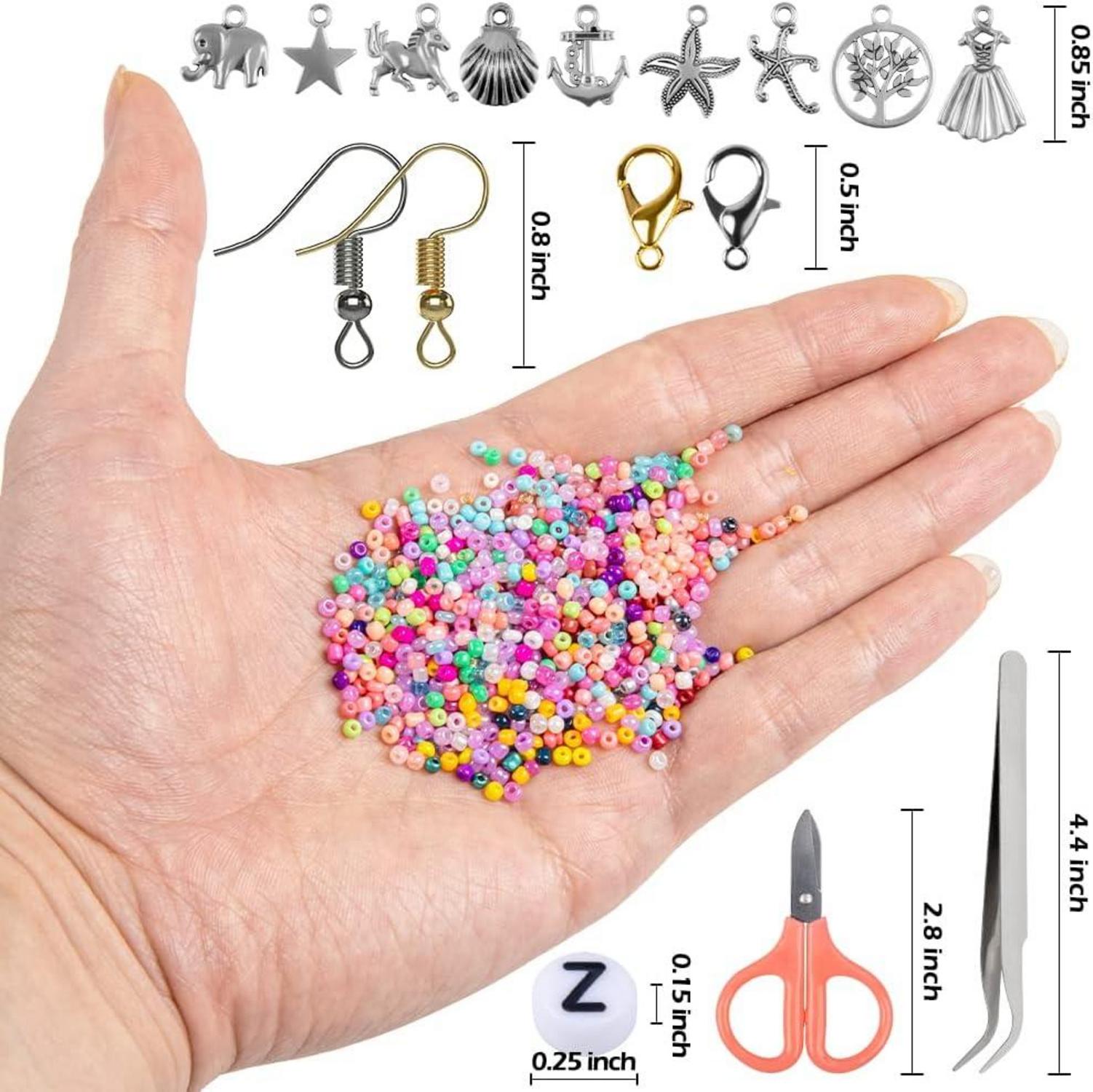 HONGTEYA Perlen Set 35000 Stück DIY Auffädeln 48 Farben Schmuckherstellung Buchstabenperlen 0,5 mm Schnur Armbänder Halsketten