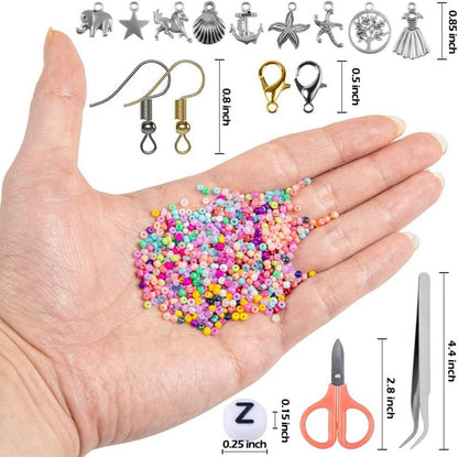 HONGTEYA Perlen Set 35000 Stück DIY Auffädeln 48 Farben Schmuckherstellung Buchstabenperlen 0,5 mm Schnur Armbänder Halsketten