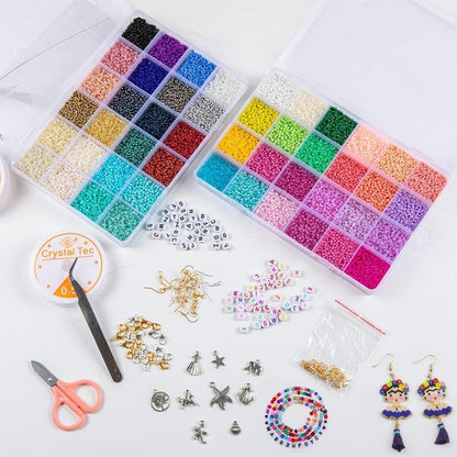 DIY Perlen Set 35000 Stück in 48 Farben mit Buchstabenperlen & elastischer