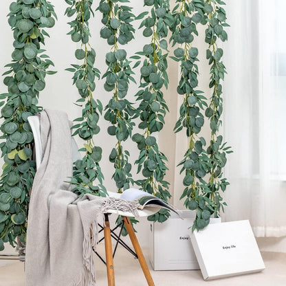 Künstliche Eukalyptus Weidenblatt Girlande 2er Set 6.56FT Grün Hochzeit Party Deko