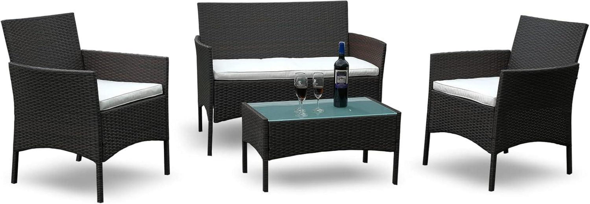Polyrattan Gartenmöbel Set für 4 Personen mit Tisch und