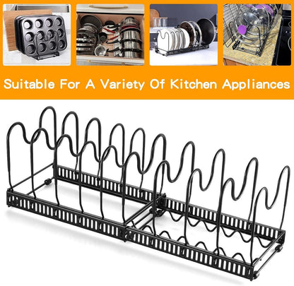 Pfannen- und Deckel-Organizer, Küchenregal Schwarz 10 Teiler