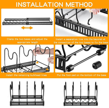 Erweiterbarer Pfannen- und Deckel-Organizer, 10 Teiler Schwarz