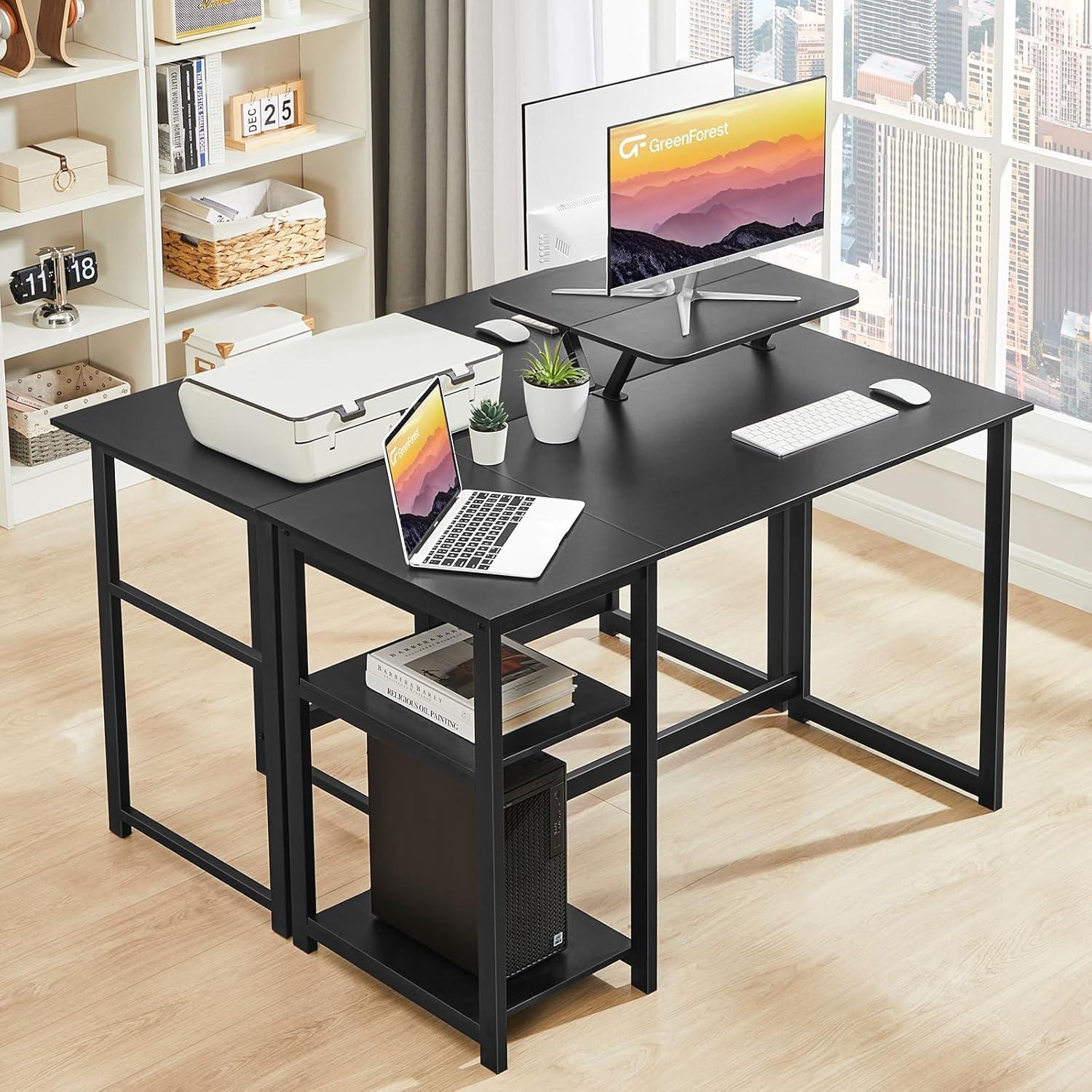 Schreibtisch mit Stauraum und Monitorständer für Home Office