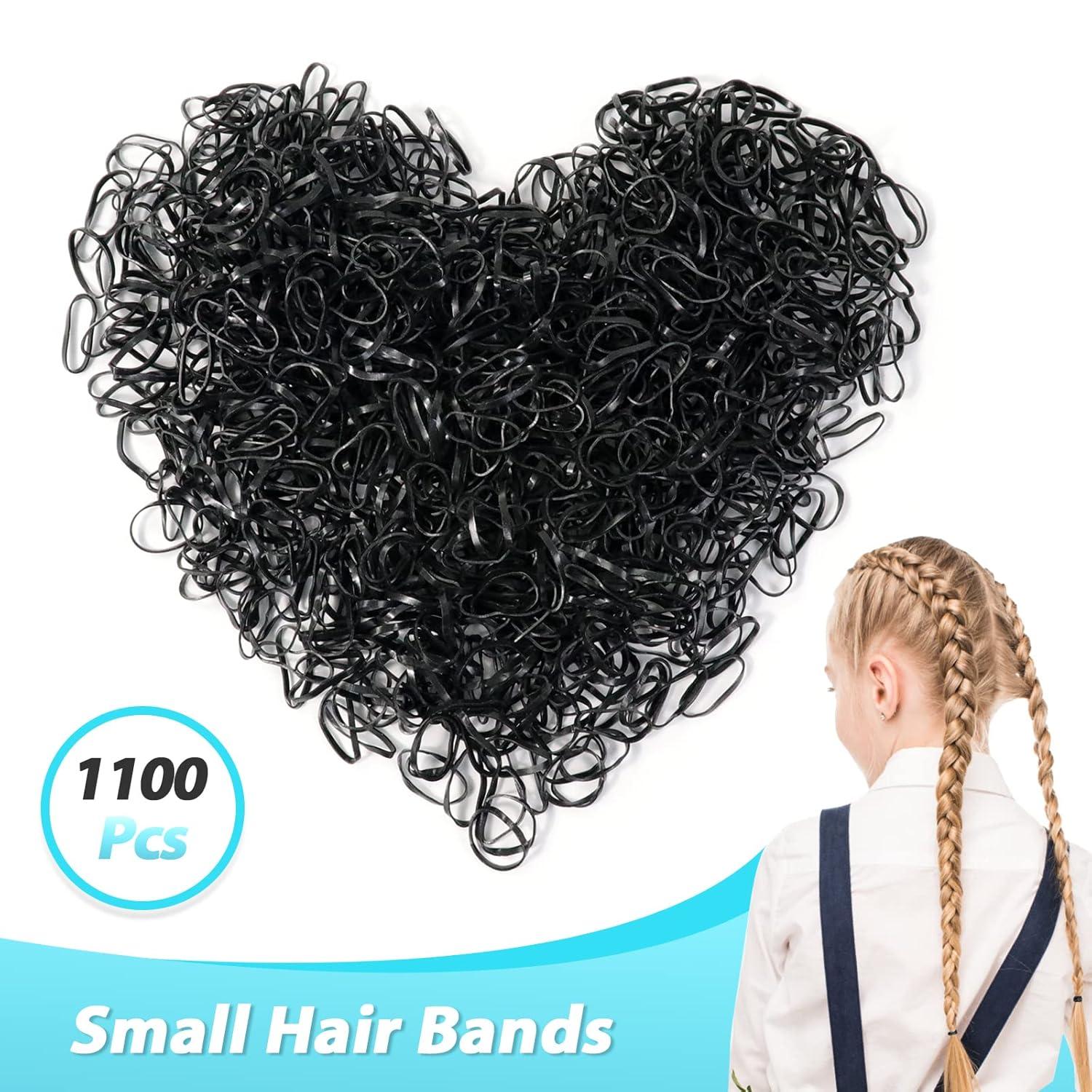 Mini Haargummis 1100 Stück Kleine Elastische Haarbänder Schwarz