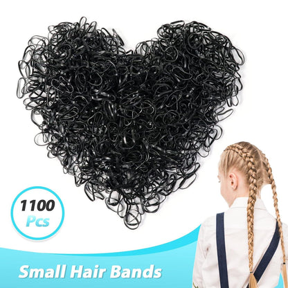 Mini Haargummis 1100 Stück Kleine Elastische Haarbänder Schwarz