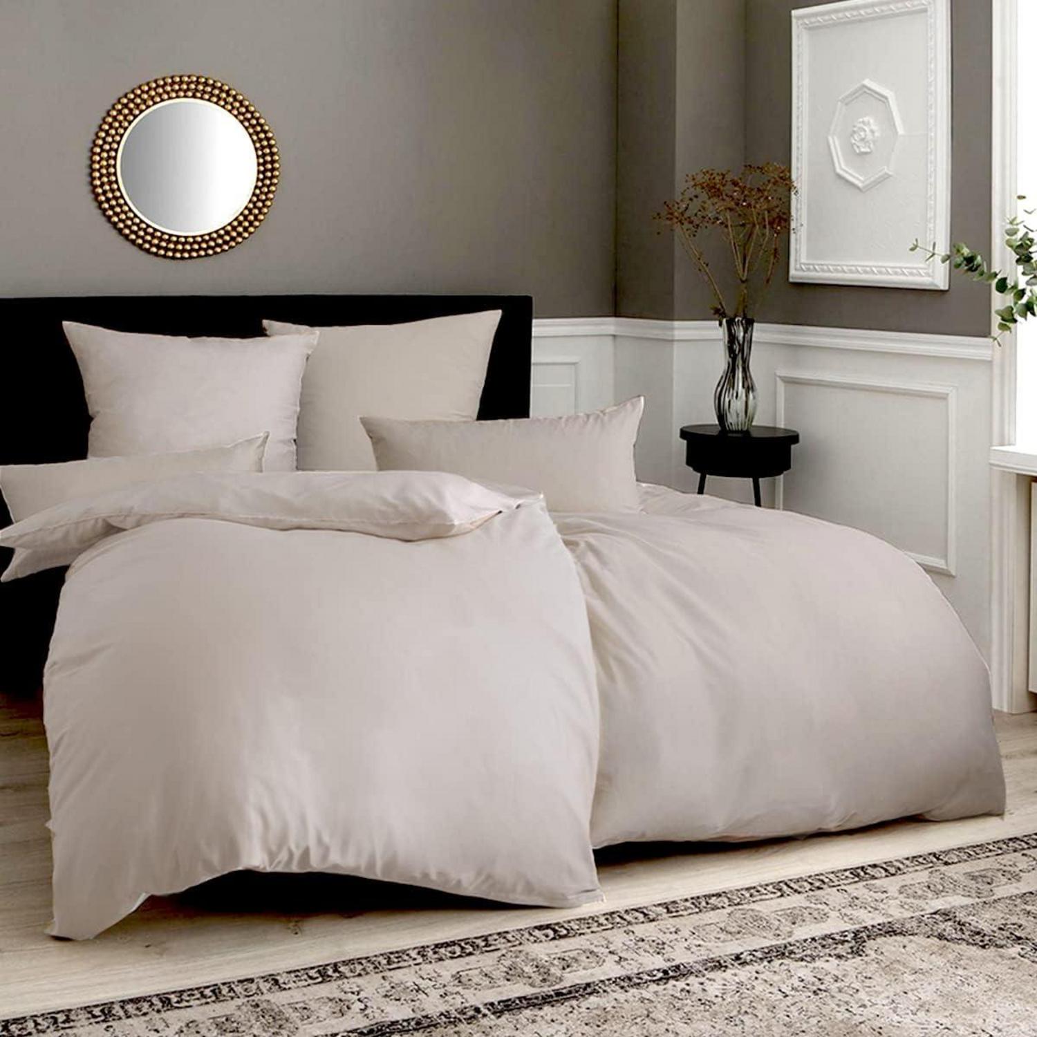 Bettwäsche Set 6-teilig Beige Mikrofaser 135x200 cm Weich & bügelfrei