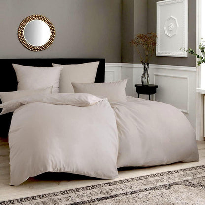 Bettwäsche Set 6-teilig Beige Mikrofaser 135x200 cm Weich & bügelfrei