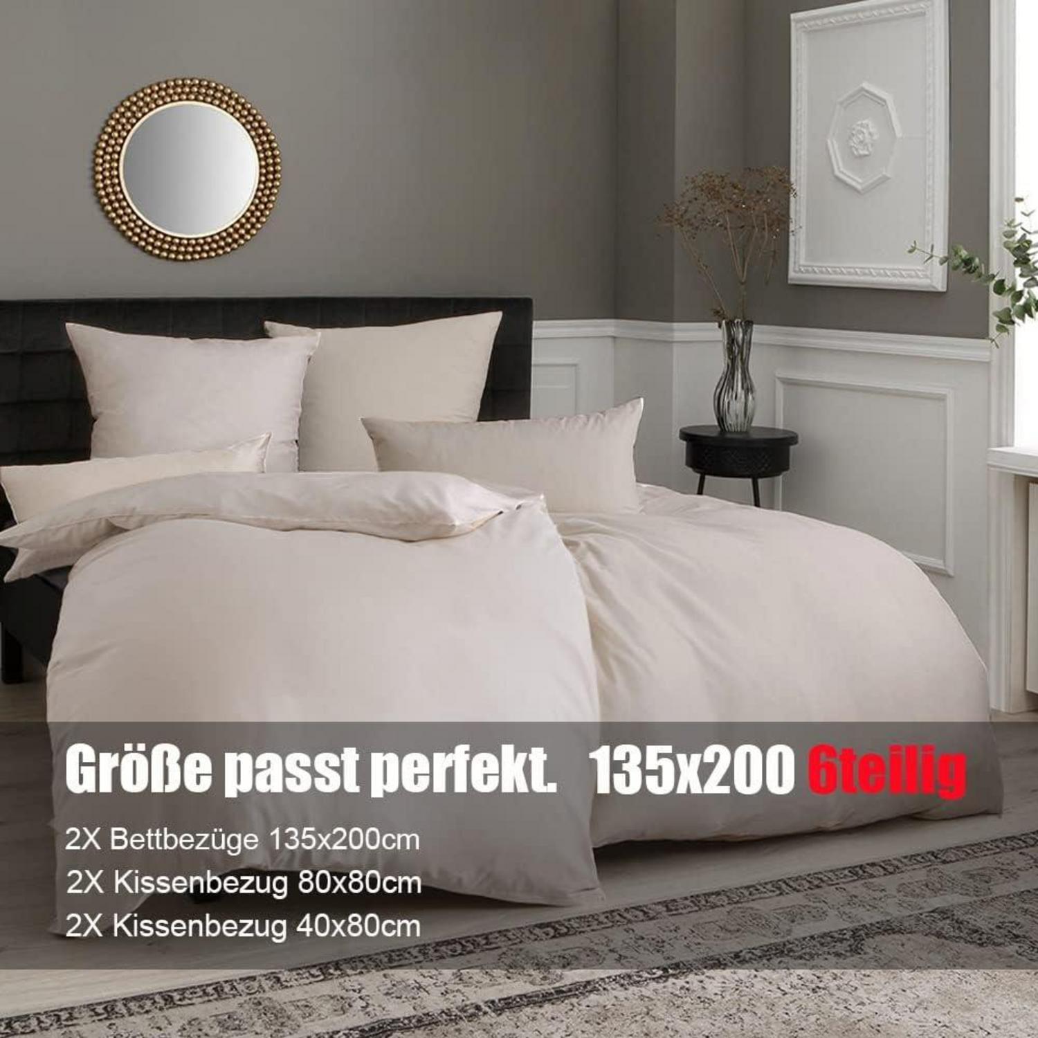 Soifox Bettwäsche Beige 135x200 6tlg. Mikrofaser Reißverschluss