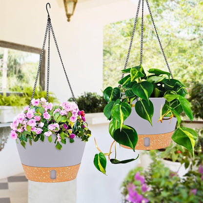 Hängende Pflanzgefäße 2er-Set, 25.4 cm, Hellgrau