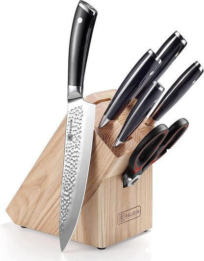 7-tlg Küchenmesser Set Carbon Edelstahl Messerblock PAUDIN