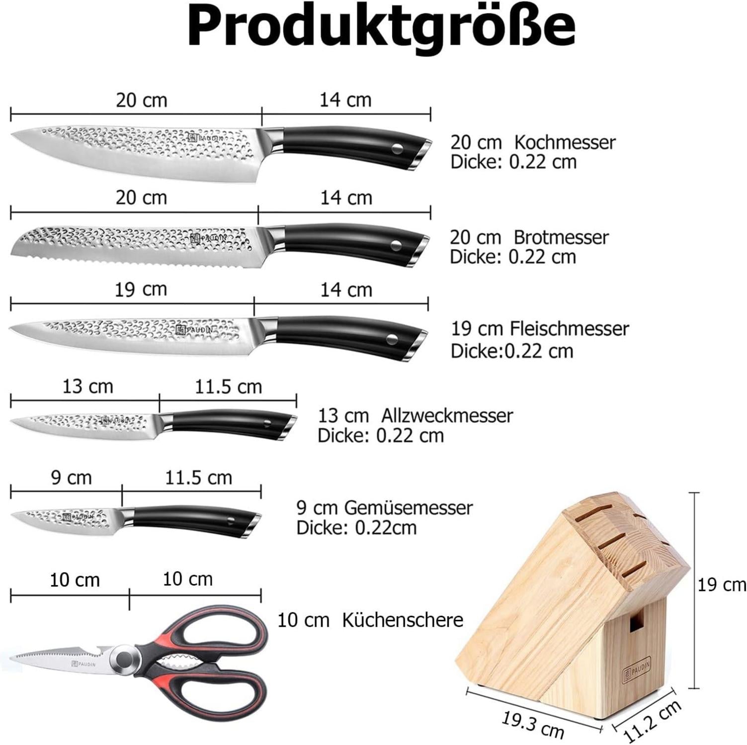 Küchenmesser Set 7-tlg Carbon Edelstahl Messerblock