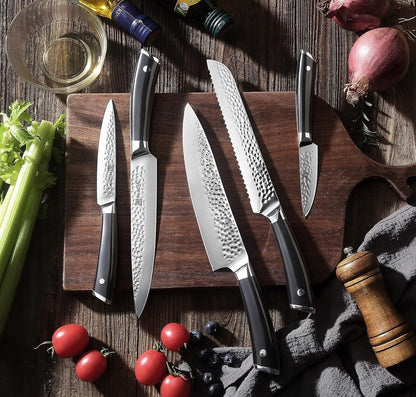 7-tlg Küchenmesser Set Carbon Edelstahl Messerblock PAUDIN