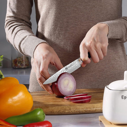 PAUDIN Messerblock Set 7-tlg Carbon Edelstahl Kochmesser Holzblock