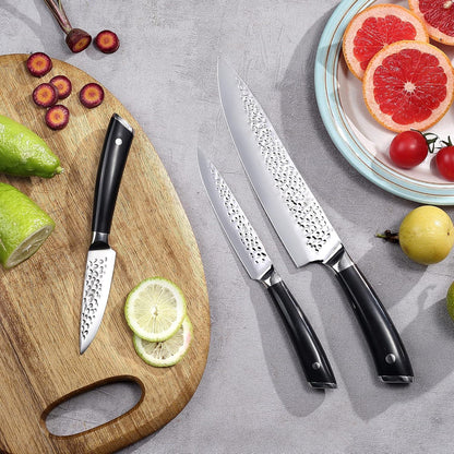 PAUDIN Profi 3-tlg Edelstahl Küchenmesser Set 20cm Chefmesser Allzweckmesser