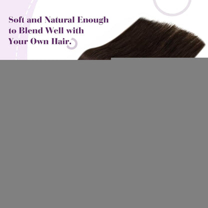 Dunkelbraune Echthaar-Draht Extensions - 50cm, 100g