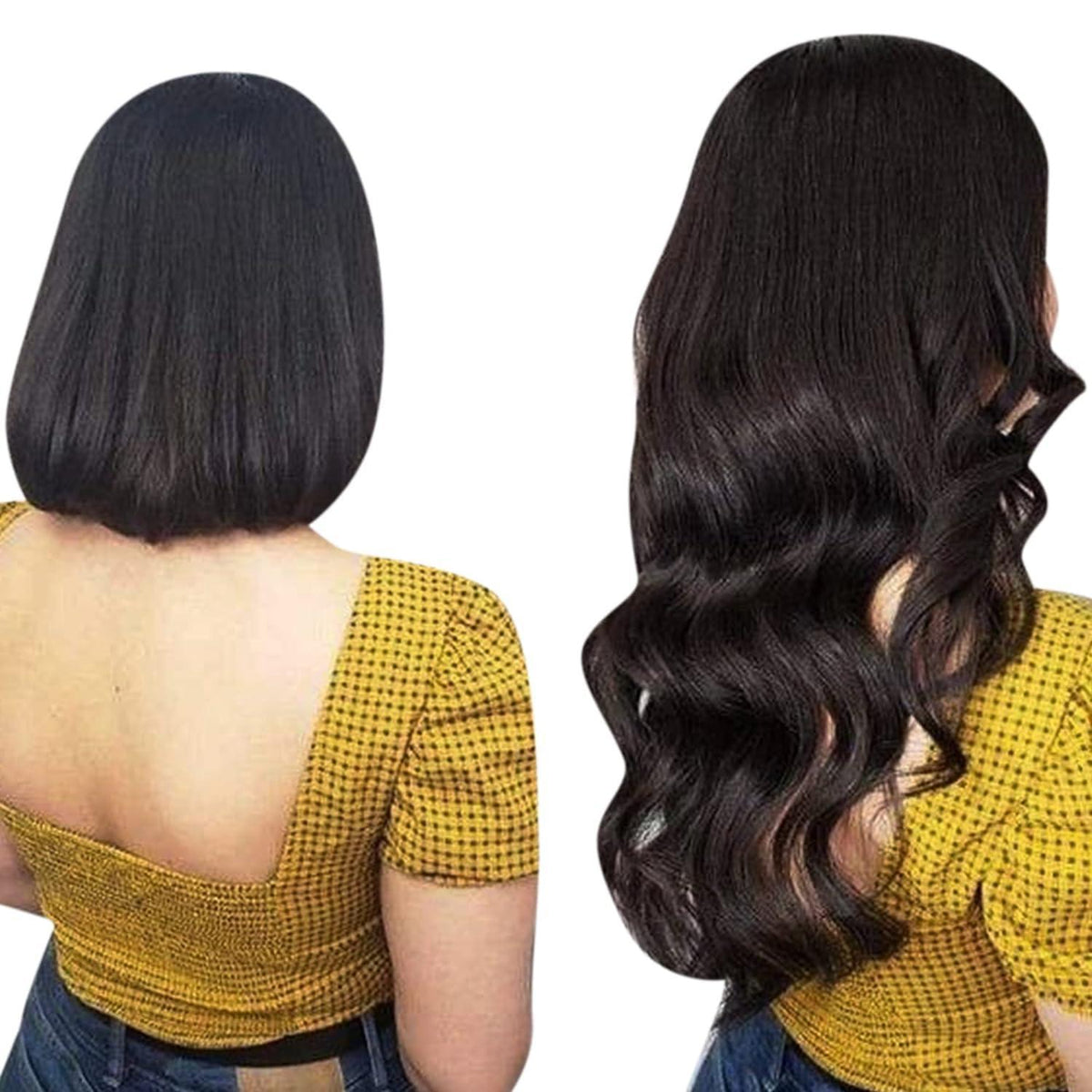 Dunkelbraune Echthaar-Draht Extensions - 50cm, 100g