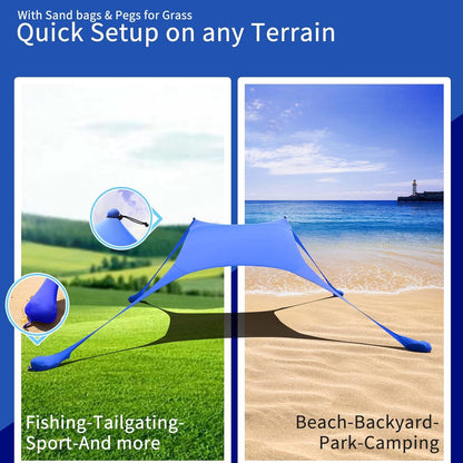 Strandzelt Pop-Up 2x2.1m LSF 50 Sonnenschutz Anti-Wind Stabilitätsstangen