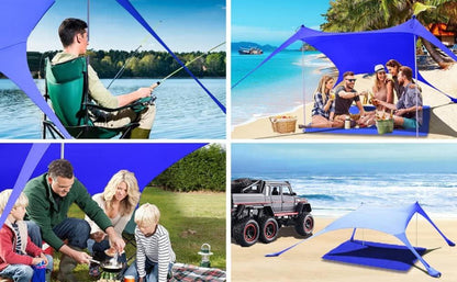Strandzelt Pop-Up 2x2.1m LSF 50 Sonnenschutz Anti-Wind Stabilitätsstangen
