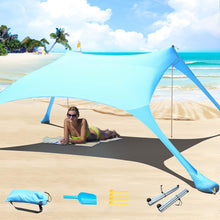 Strandzelt Pop-Up 2x2.1 m LSF 50 Lycra Sonnenschutz Blau