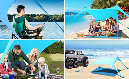 Strandzelt Pop-Up Lycra 2x2.1m Sonnenschutz UPF 50 Blau Hinterhof Stranddecke