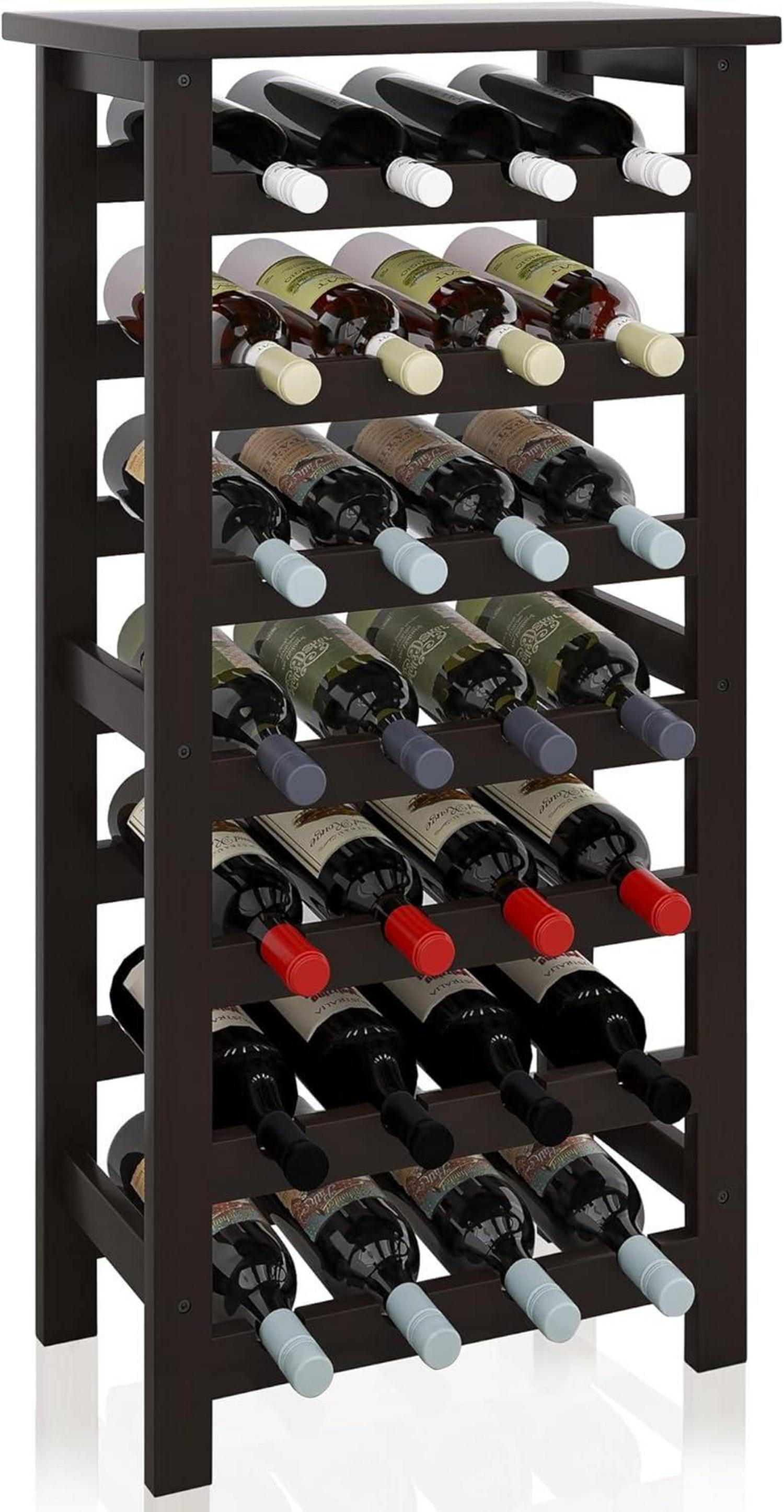 Weinregal Bambus 28 Flaschen 7 Etagen freistehend Küche Speisekammer