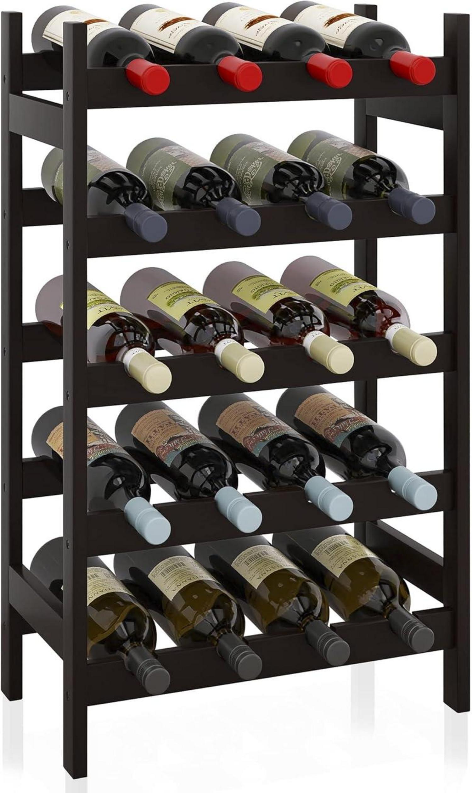 Weinregal Bambus 20 Flaschen Display 5-stöckig Lagerregal Küche Bar