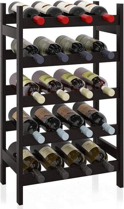 Weinregal Bambus 20 Flaschen Display 5-stöckig Lagerregal Küche Bar