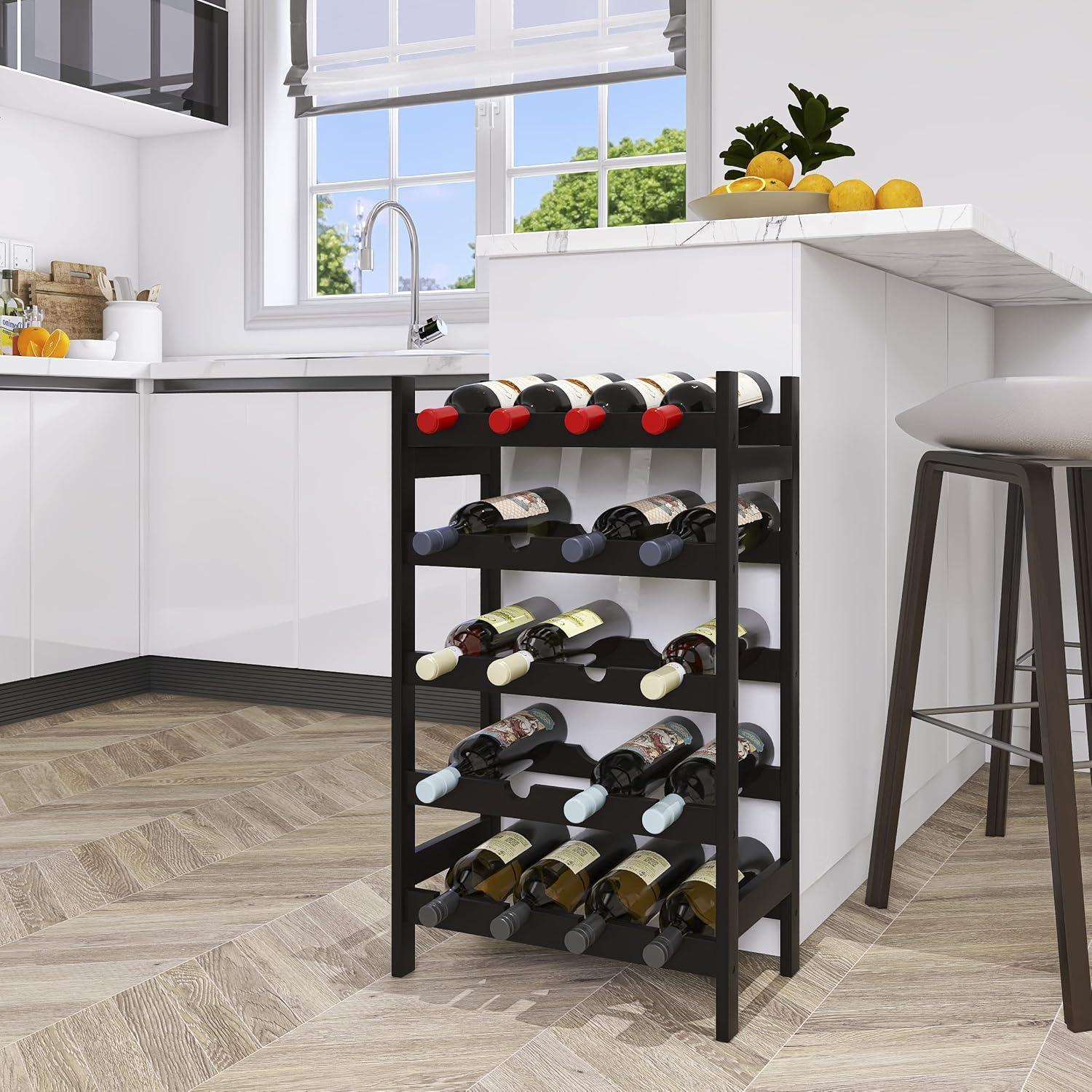 Bambus-Weinregal 20 Flaschen 5-stöckige Lagerregale Küche