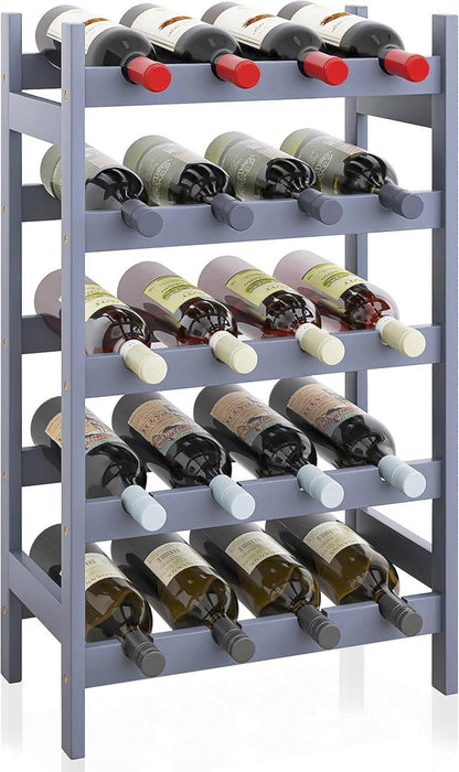 Weinregal Bambus 20 Flaschen 5-stöckig freistehend Grau