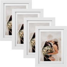 4er Set Bilderrahmen Weiß für 13x18cm Fotos mit Passepartout