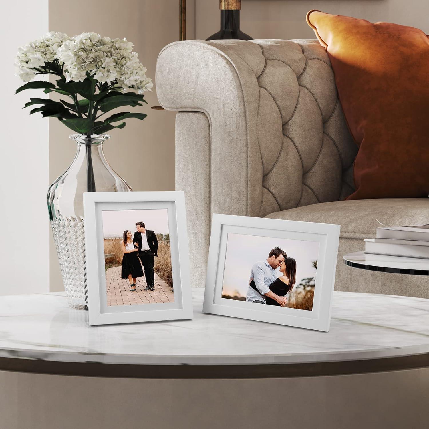 4er Set Bilderrahmen Weiß für 13x18cm Fotos mit Passepartout