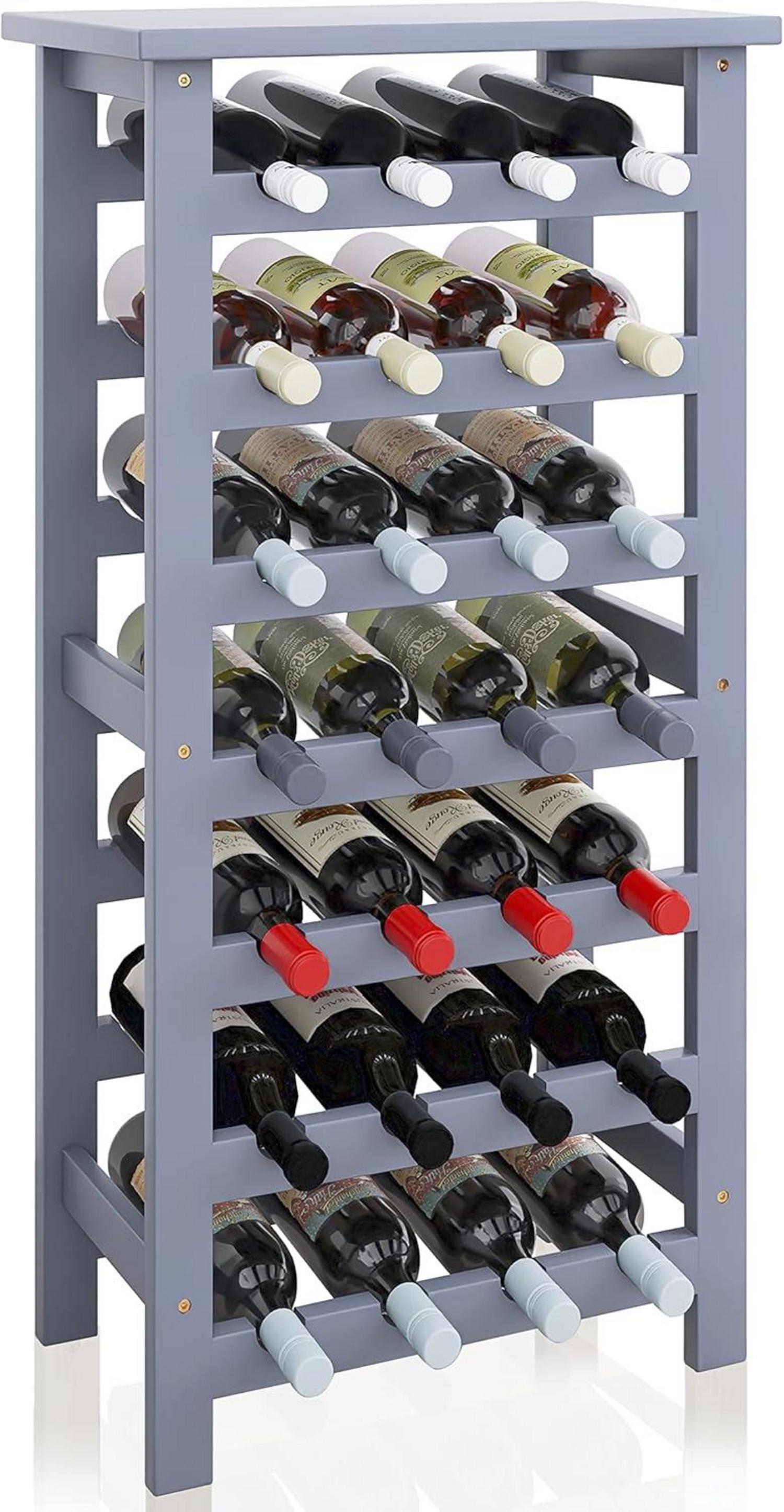 Weinregal Bambus freistehend 28 Flaschen 7 Etagen Küche Bar