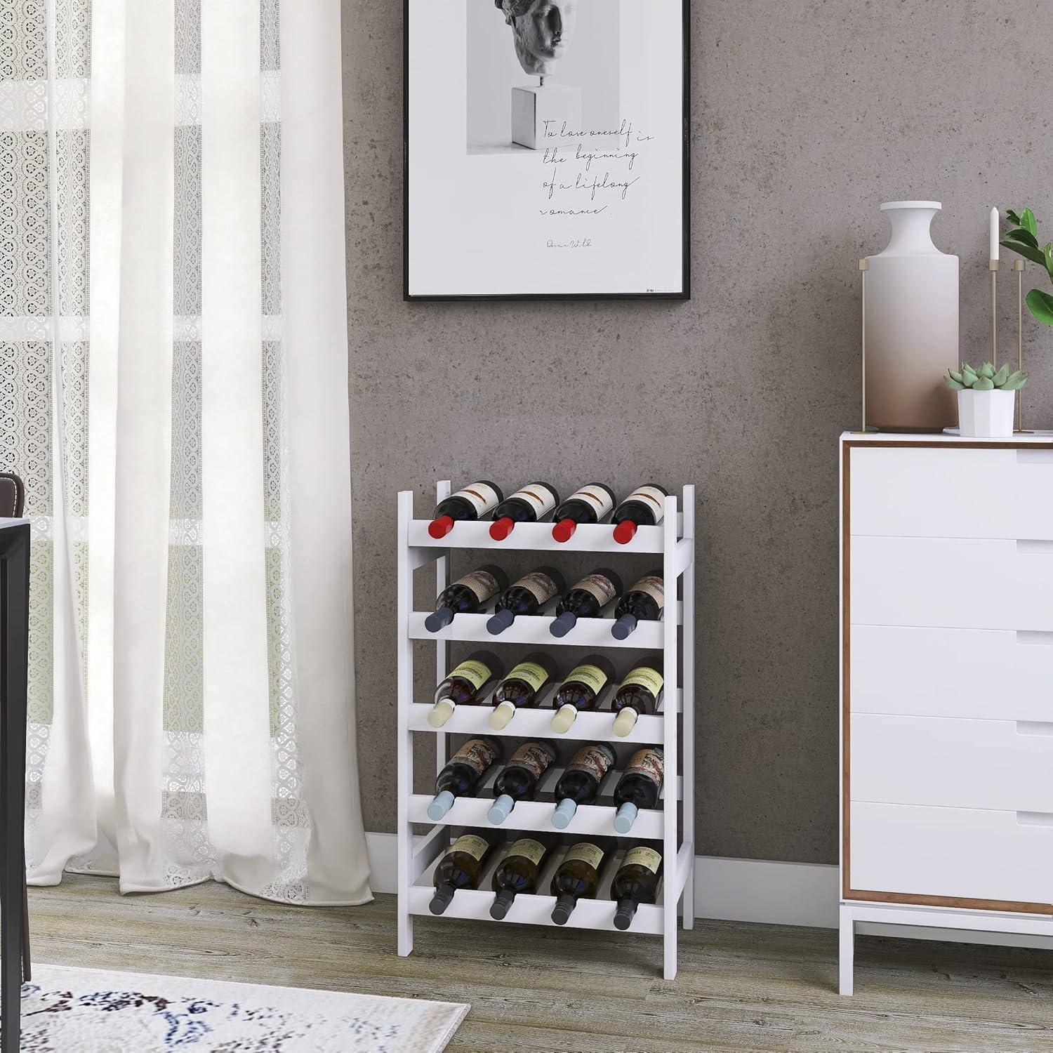 Bambus Weinregal 20 Flaschen 5-stöckiges Display für Küche Bar
