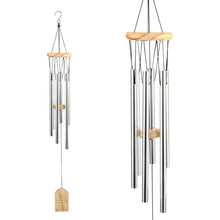 Windspiele für Draußen Aluminium 6 Röhren Gartendeko Silber