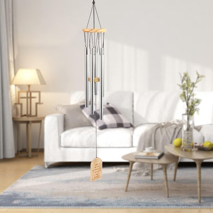 Windspiele für Draußen Aluminium 6 Röhren Gartendeko Silber