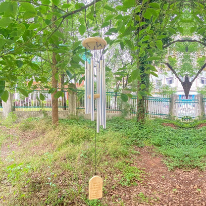 Windspiele für Draußen Aluminium 6 Röhren Gartendeko Silber